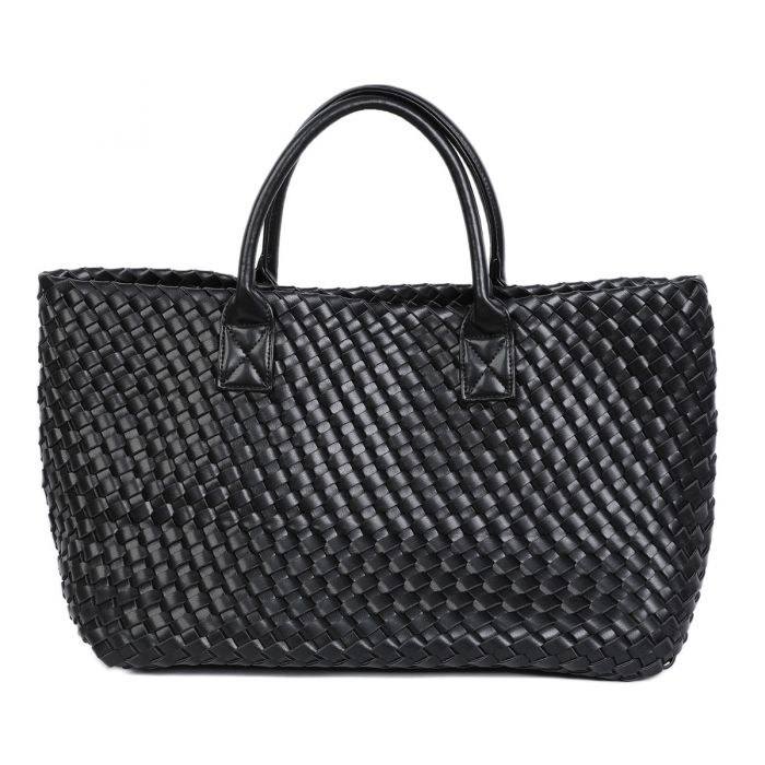 Black Weave Shoulder Handbag