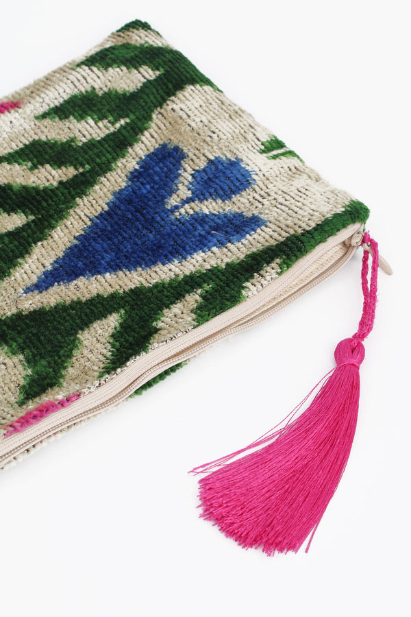 Cream Multi Medium Silk Velvet Pouch