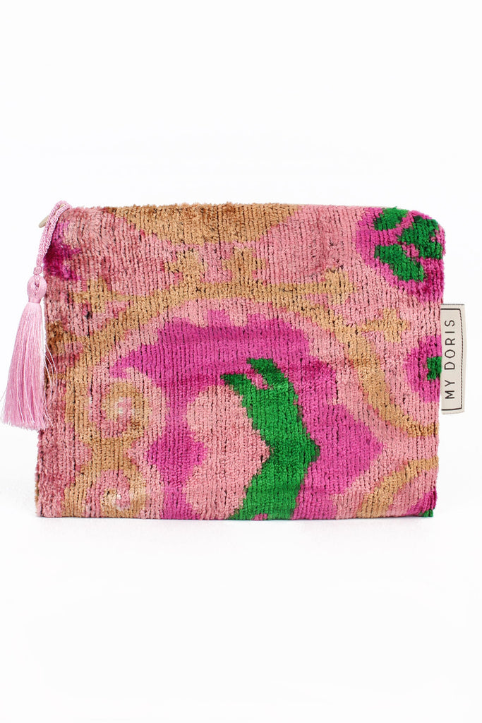 Pink Swirl Medium Silk Velvet Pouch
