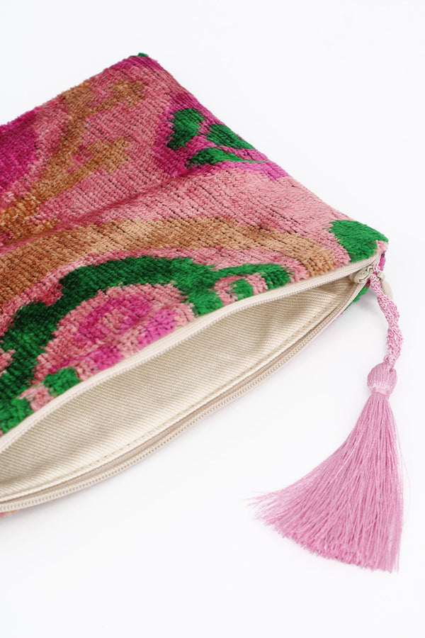 Pink Swirl Medium Silk Velvet Pouch