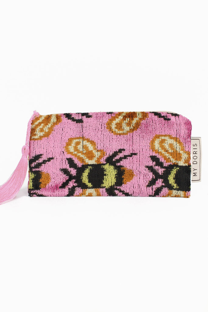 Pink Bee Silk Velvet Sunglasses Pouch