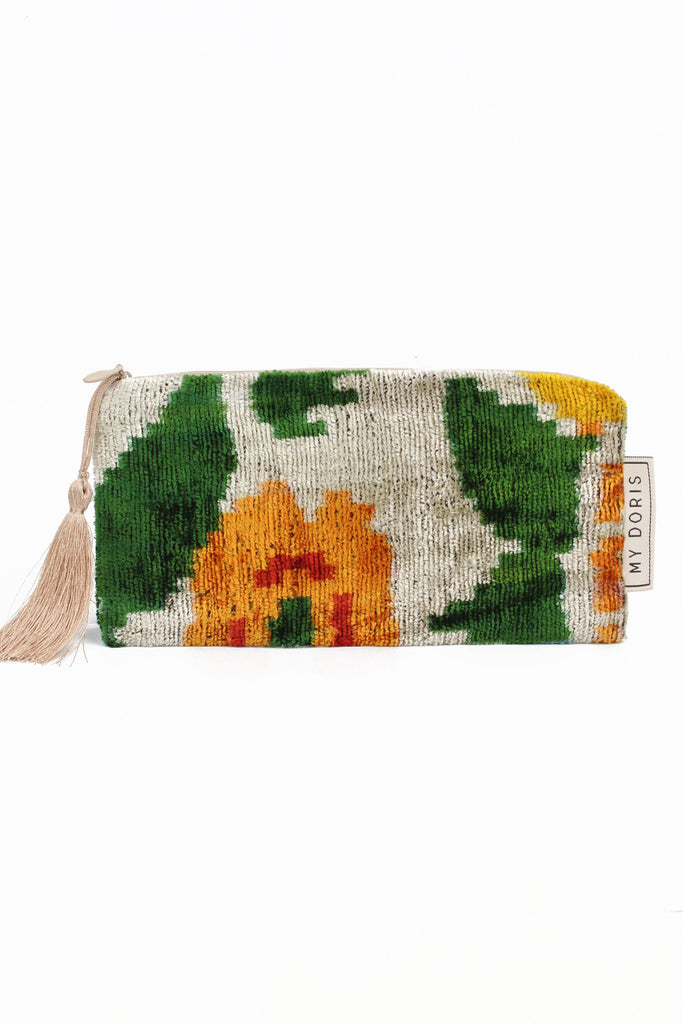 Cream Multicolured Floral Velvet Sunglasses Pouch