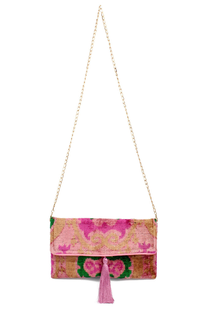 Pink Swirl Leyla Silk Velvet Crossbody Handbag