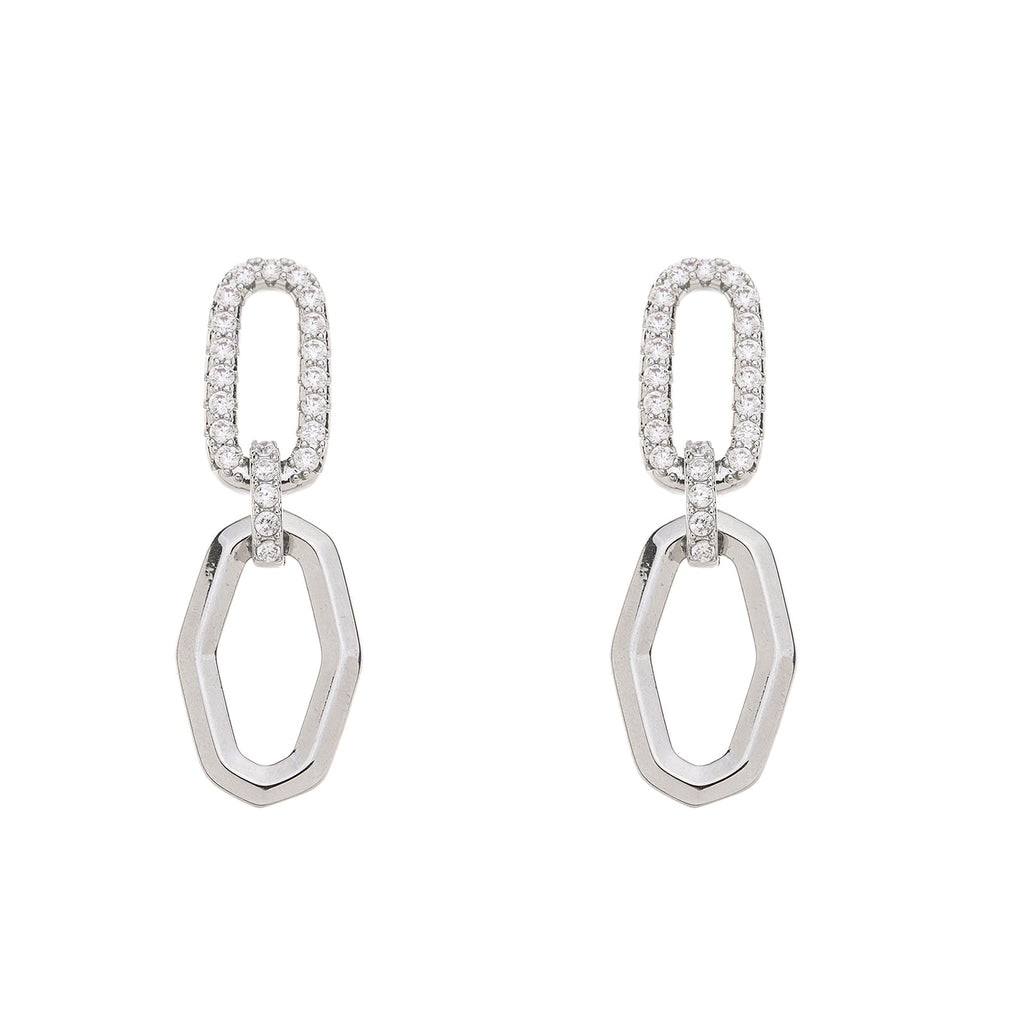 Silver & Crystal Statement Drop Earrings