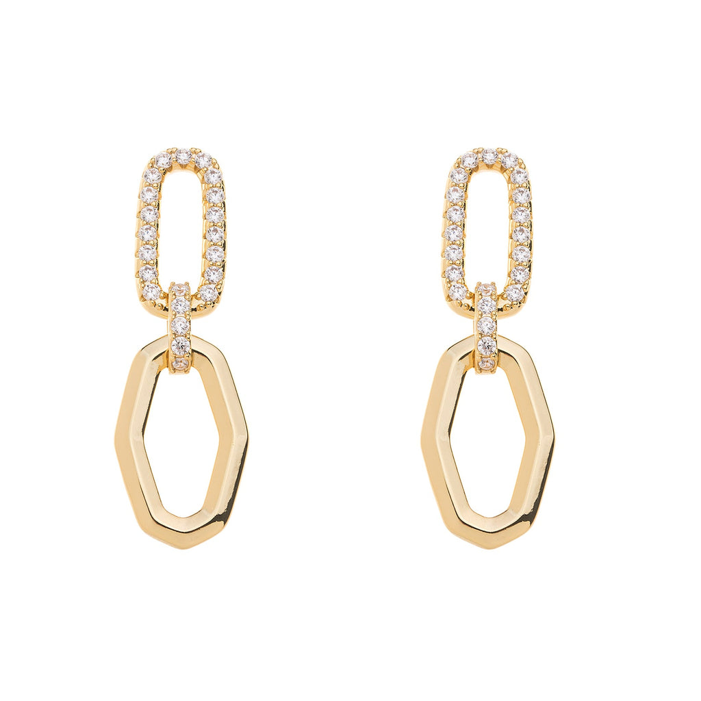 Gold & Crystal Statement Drop Earrings