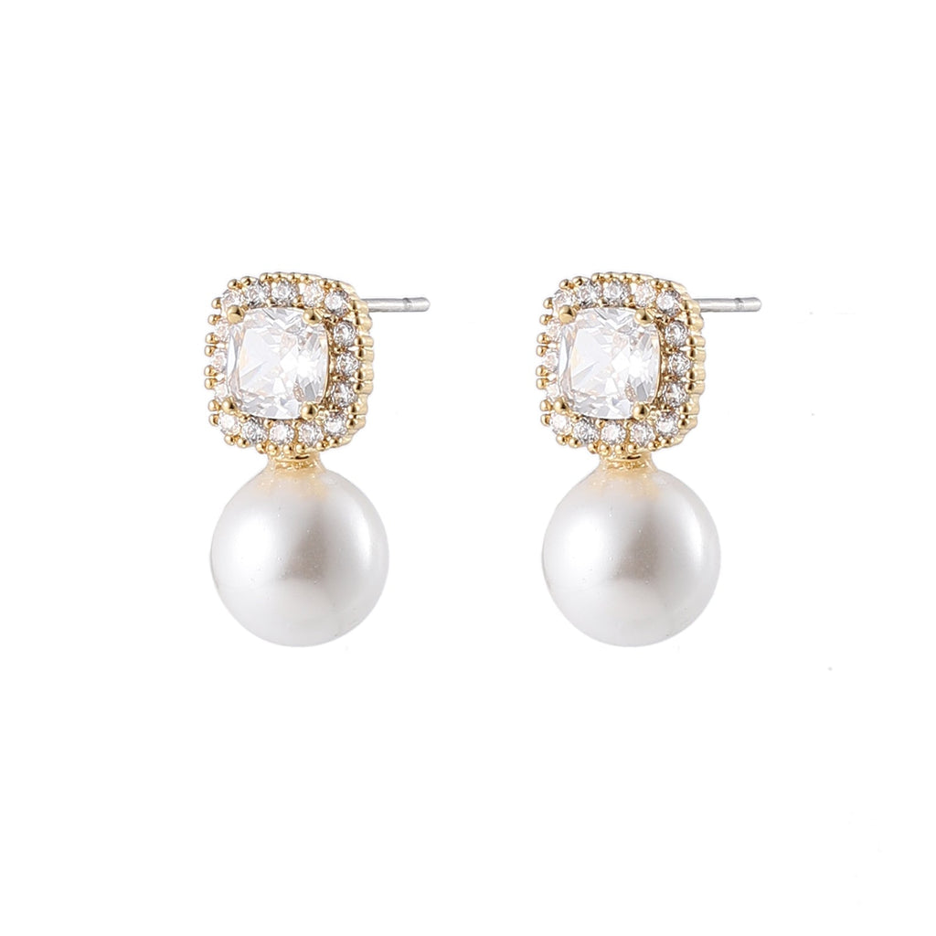 Gold Crystal & Pearl Earrings