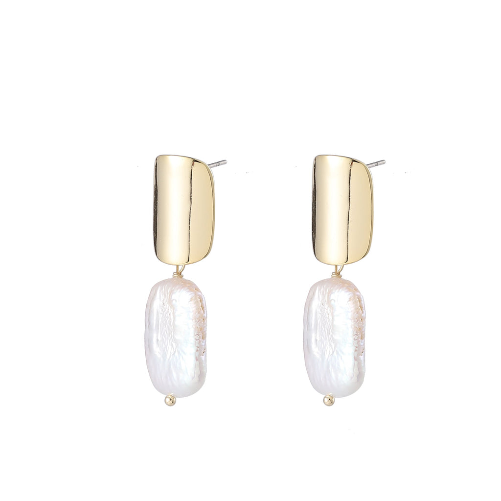 Gold & Freshwater Pearl Drop Earrings
