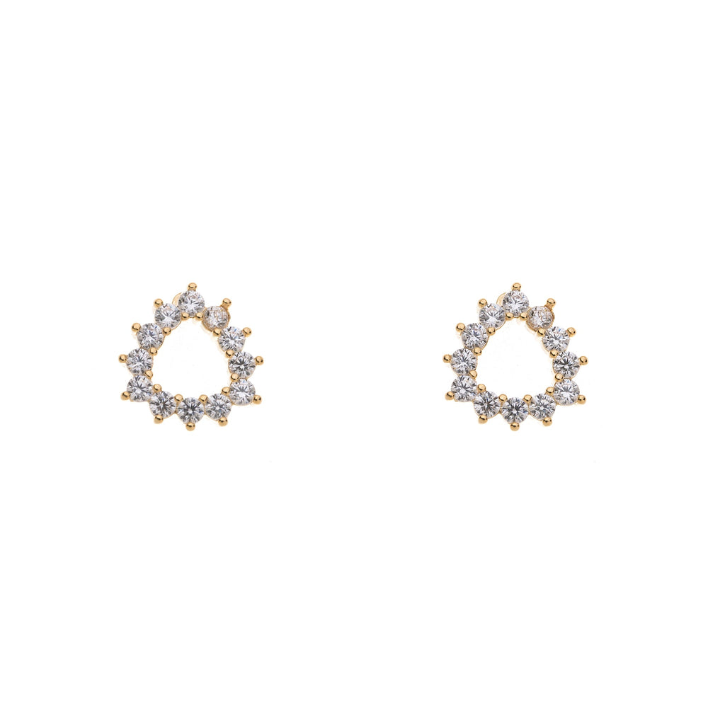 Gold & Crystal Sensitive Ear Stud Earrings