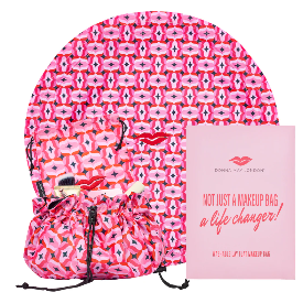 Donna May Red & Pink Geometric Washable Lay Flat Makeup Bag