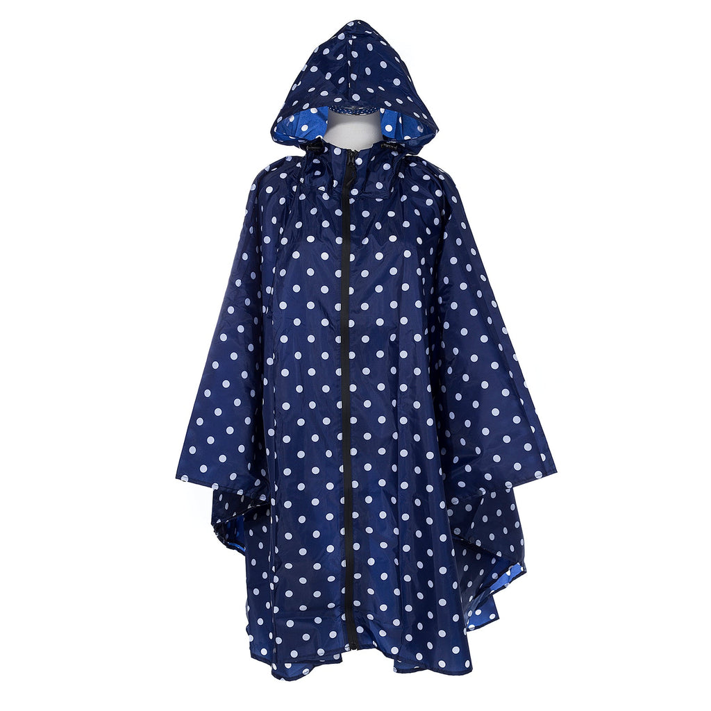 Navy & White Polka Dot Waterproof Poncho
