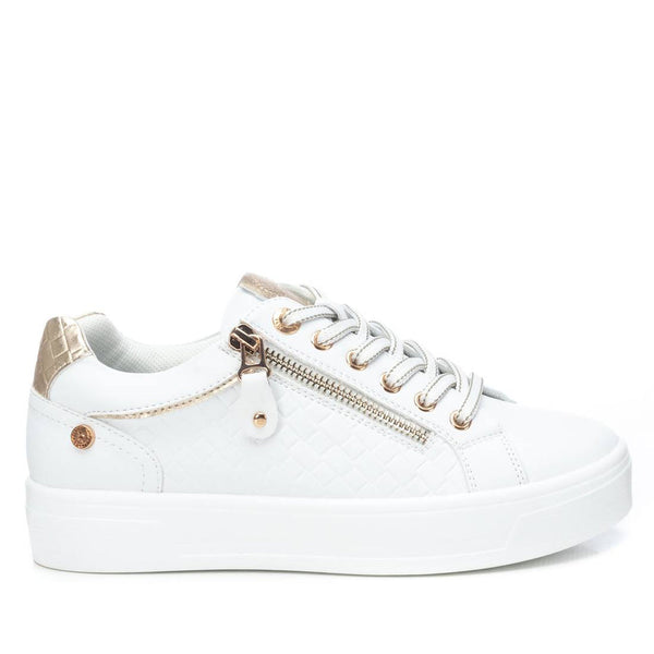 XTI White & Gold Quilted Trainers