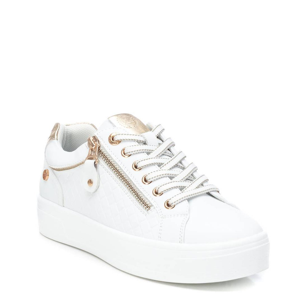 XTI White & Gold Quilted Trainers