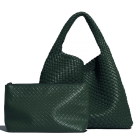 Bottle Green Weave Shoulder Handbag