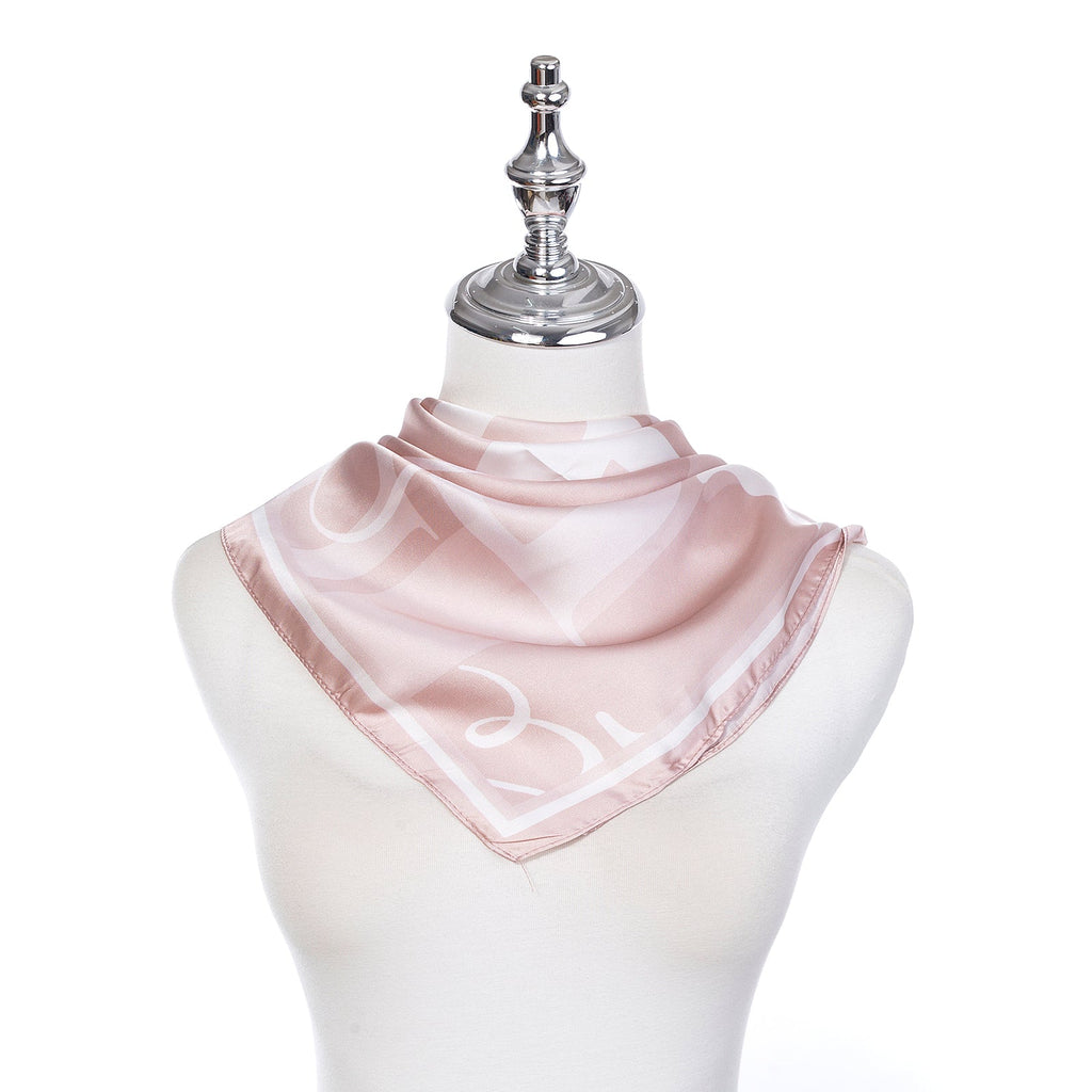 Dusky Pink Print Silk Neck Scarf