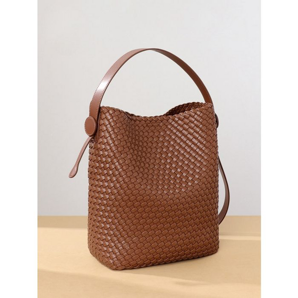 Tan Weave Shoulder Handbag