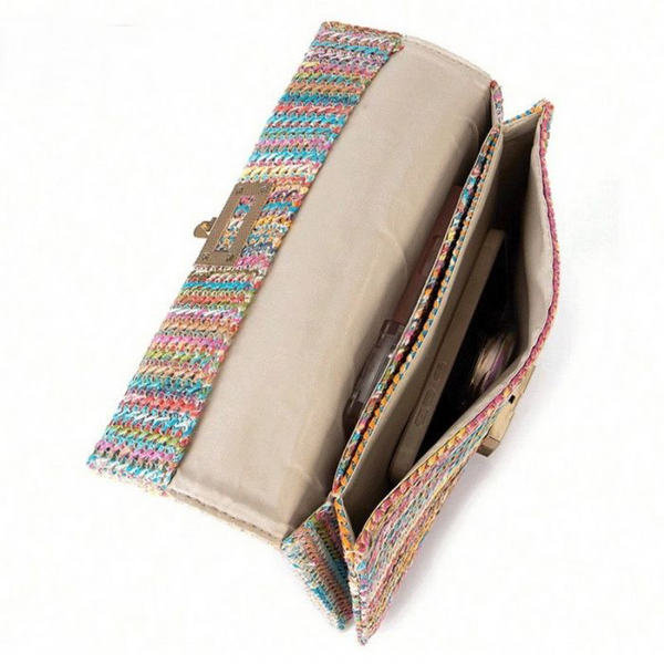 Multi Coloured Woven Chain Handle Handbag