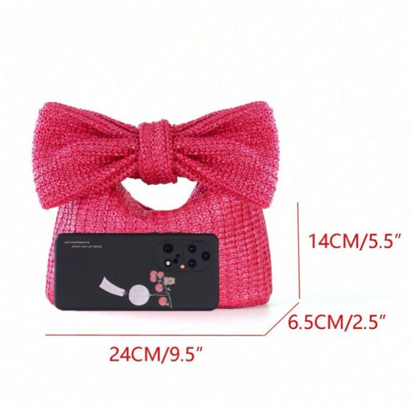 Black Woven Bow Handle Handbag