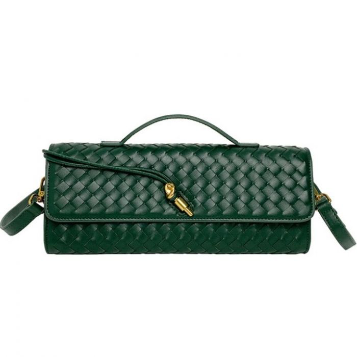 Green Weave Gold Clasp Handbag
