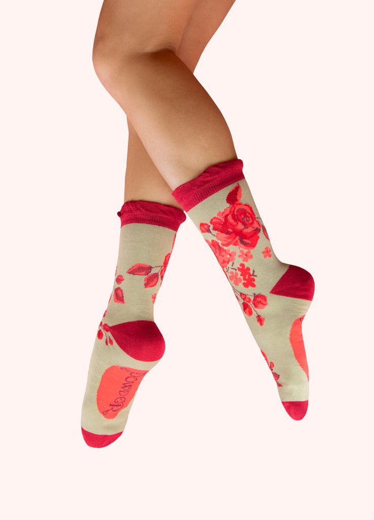 Powder Rouge Blooms Ankle Socks
