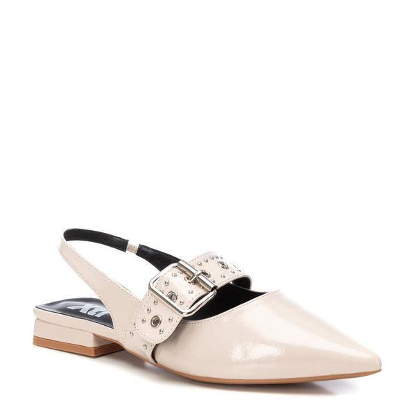 Nude Patent Slingback Ballerina Pump