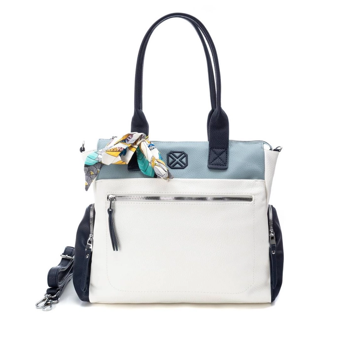 White & Blue Scarf Trim XTI Shoulder Handbag