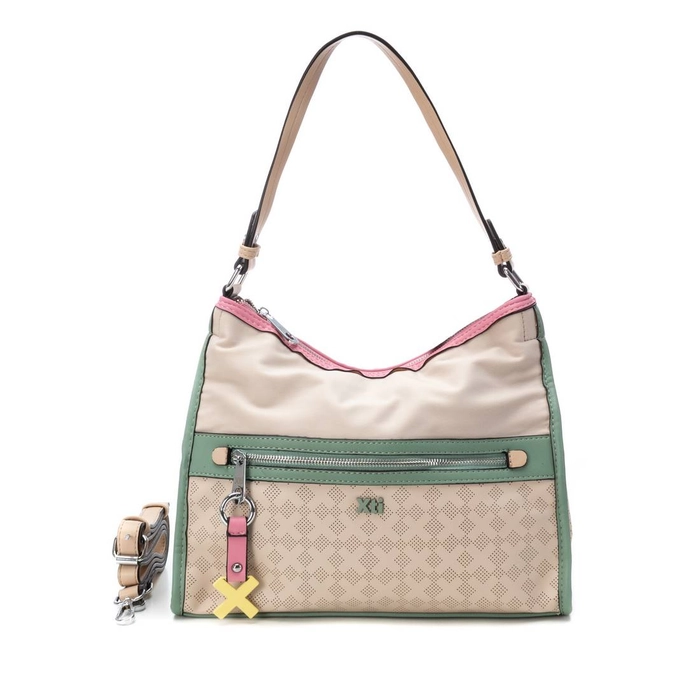 Beige & Green XTI Shoulder Handbag