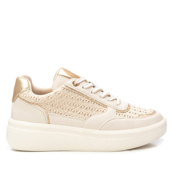 XTI Beige Crochet & Metallic Trainers