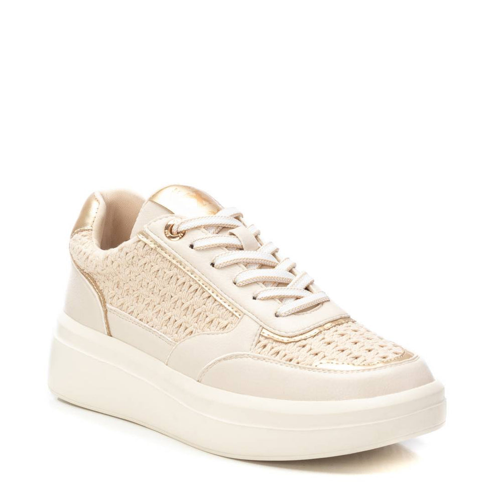 XTI Beige Crochet & Metallic Trainers