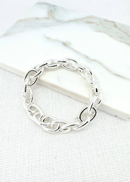 Silver Chunky Link Stretch Bracelet