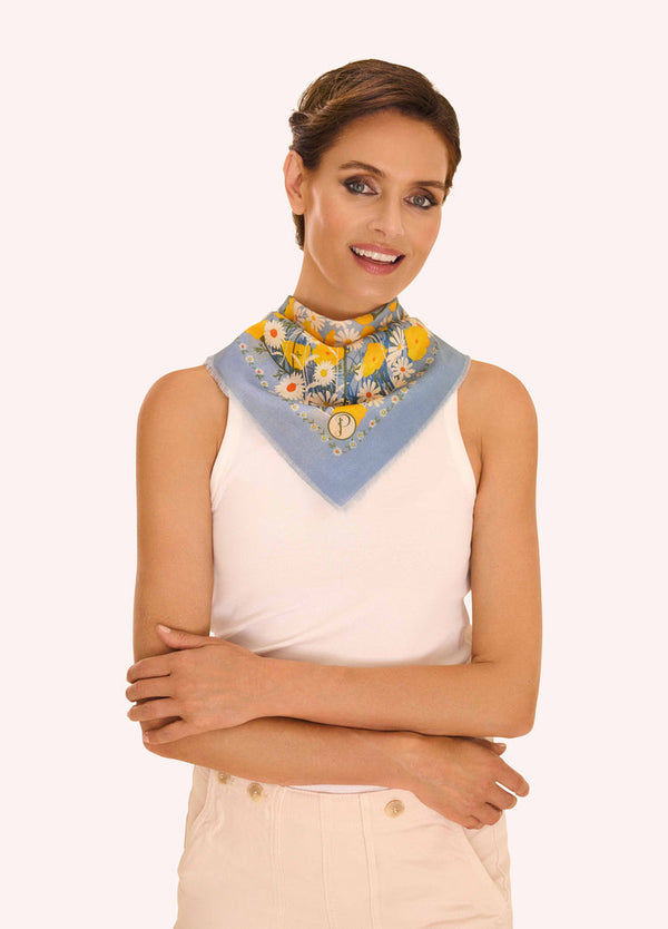 Powder Powder Blue Marvelous Meadows Cotton Bandana Scarf