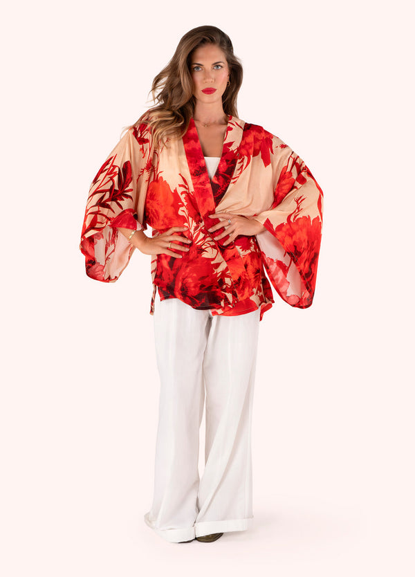 Powder Rouge Blooms Modal Cupro Short Kimono Jacket