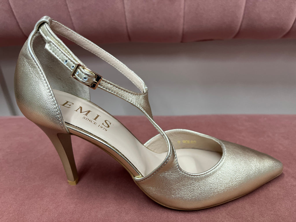 Emis Gold Cross-Over Strap Heels