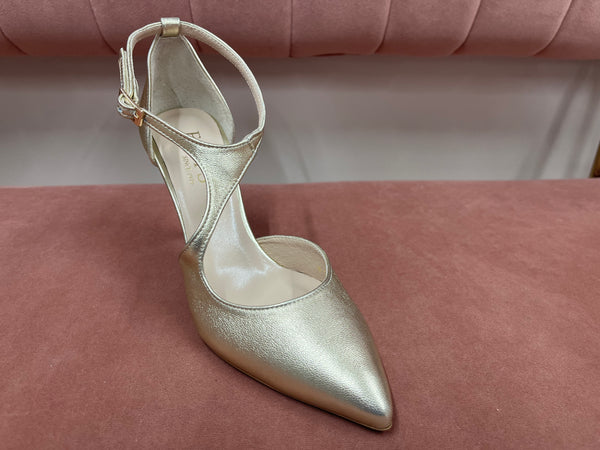 Emis Gold Cross-Over Strap Heels