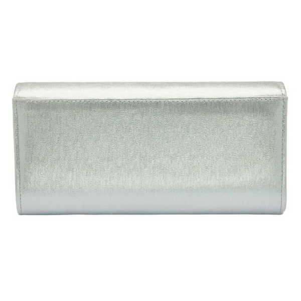 Silver Diamante Embellished Amy Lotus Clutch Bag