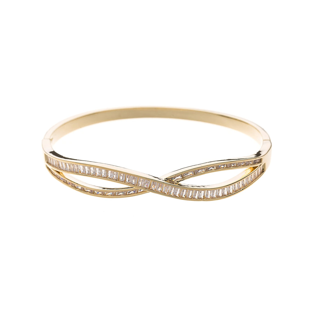 Gold & Crystal Twist Bangle
