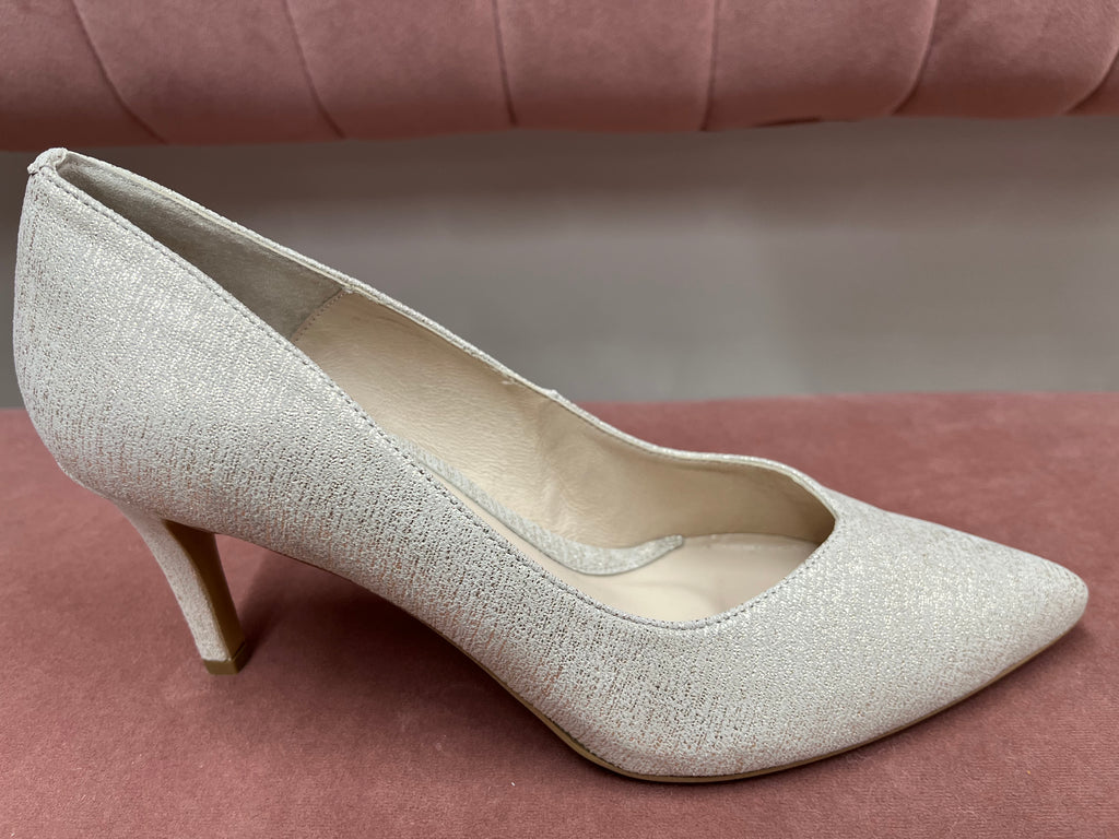 Gold Textured Pointed Court Shoe