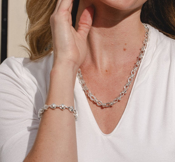 Silver Chunky Chain Knot Bracelet