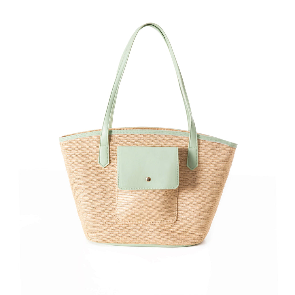 Beige & Pistachio Woven Handbag