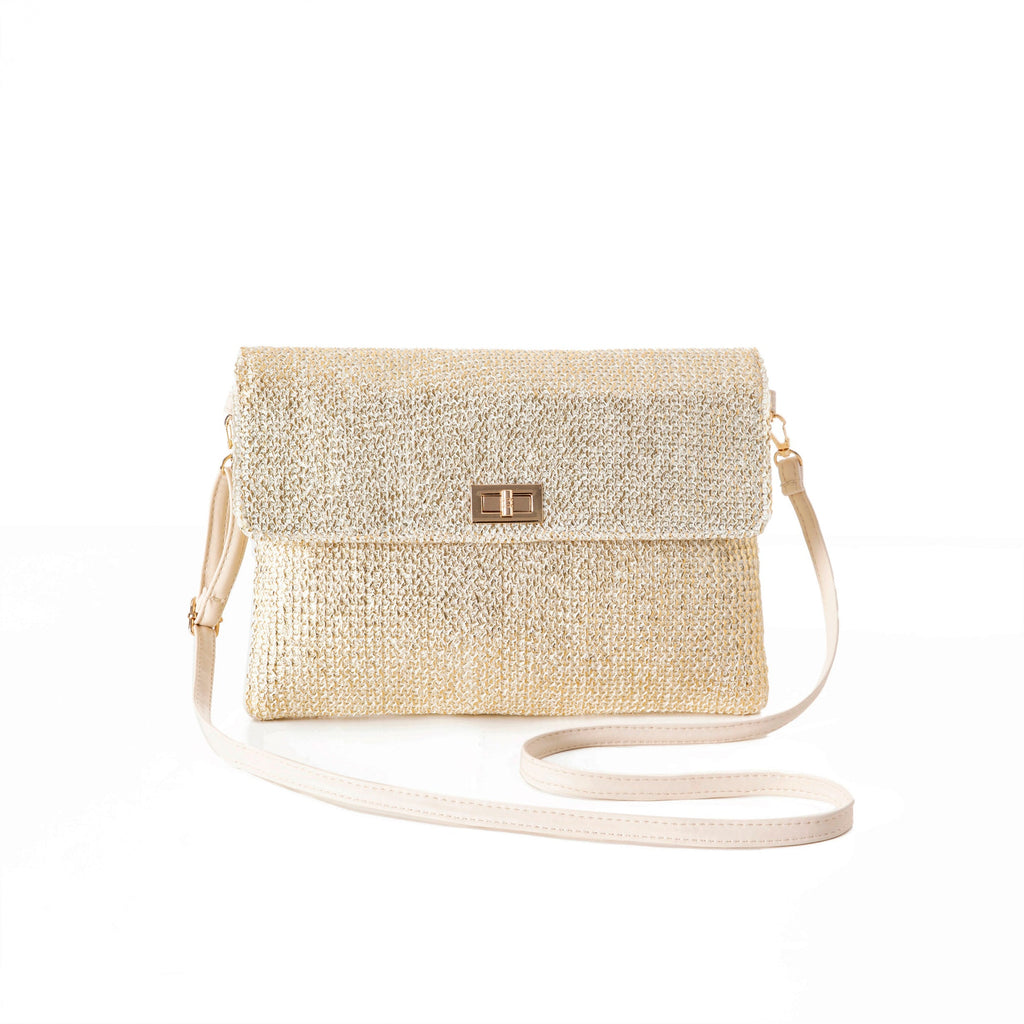 Gold Weave Crossbody Handbag