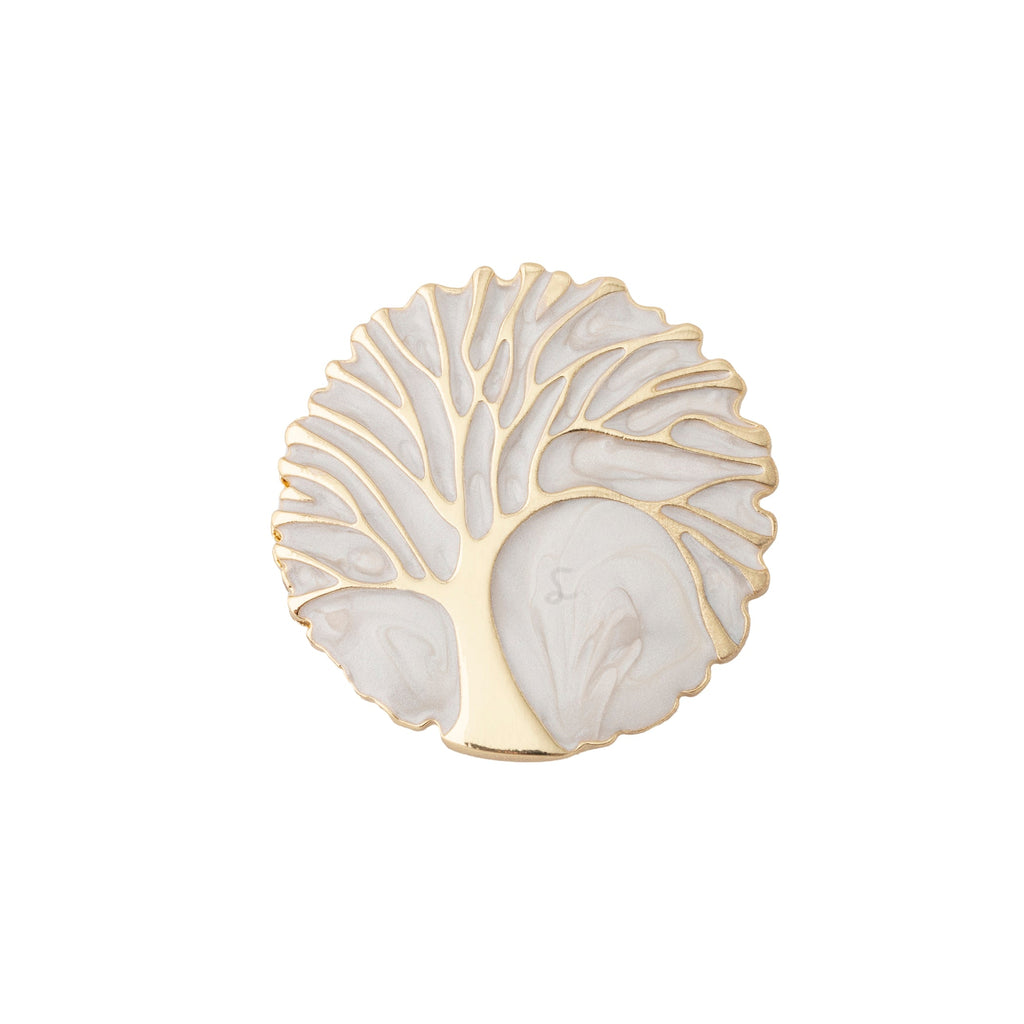 White & Gold Tree Magnetic Brooch
