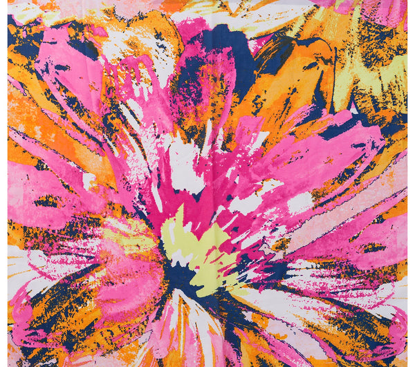 Pink Floral Print Silky Scarf