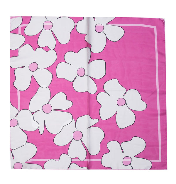 Pink Floral Silk Neck Scarf