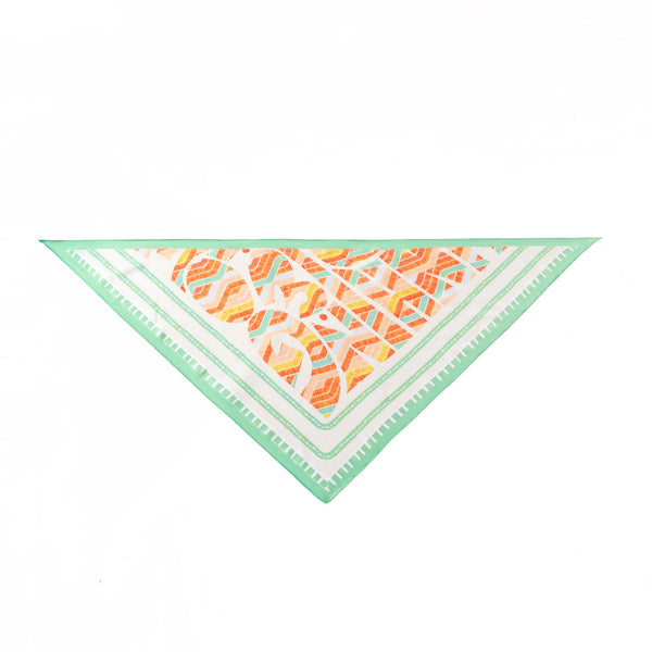 Green & Orange Print Silk Neck Scarf