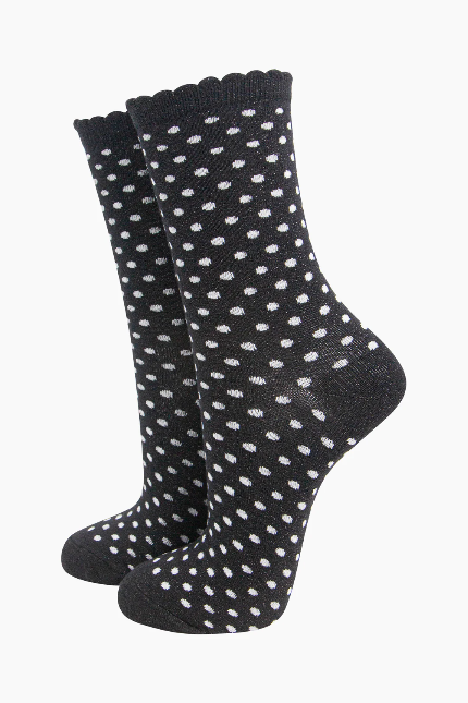 Black & White Polka Dot Shimmer Socks