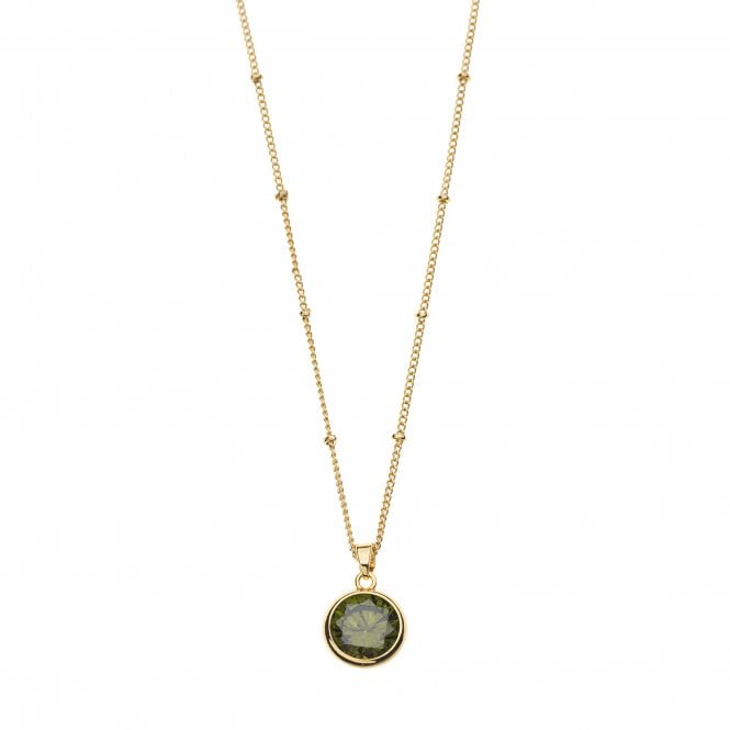 Gold & Olive Pendant Necklace