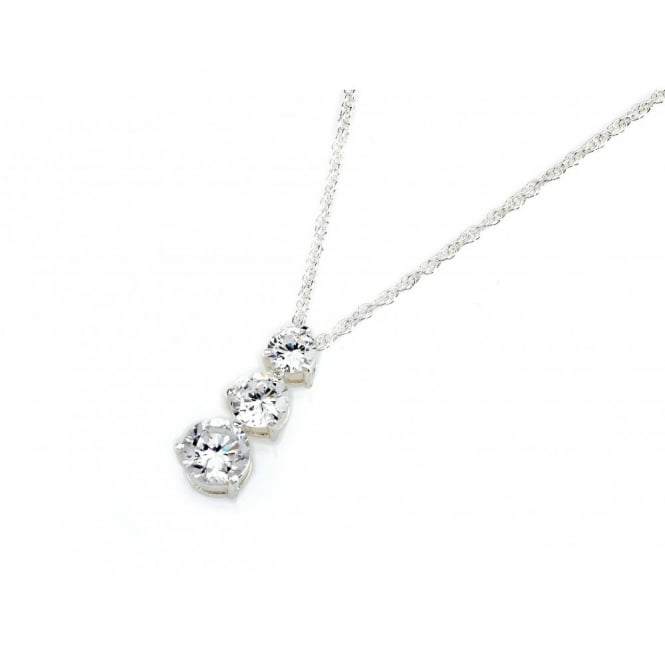 Silver Crystal Triple Drop Necklace