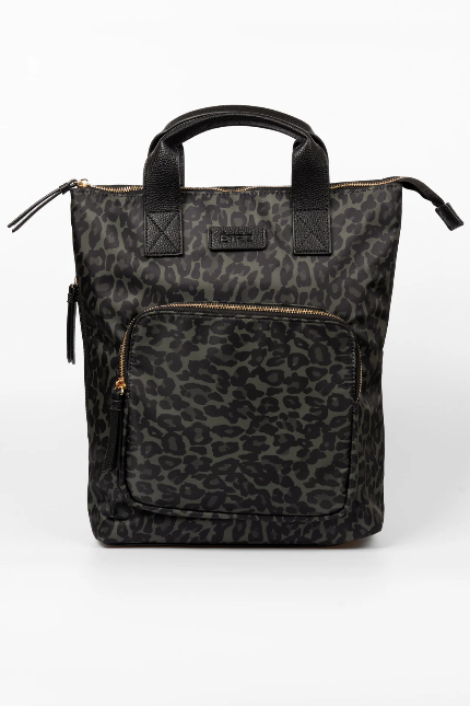 Sutton Khaki Leopard Print Backpack