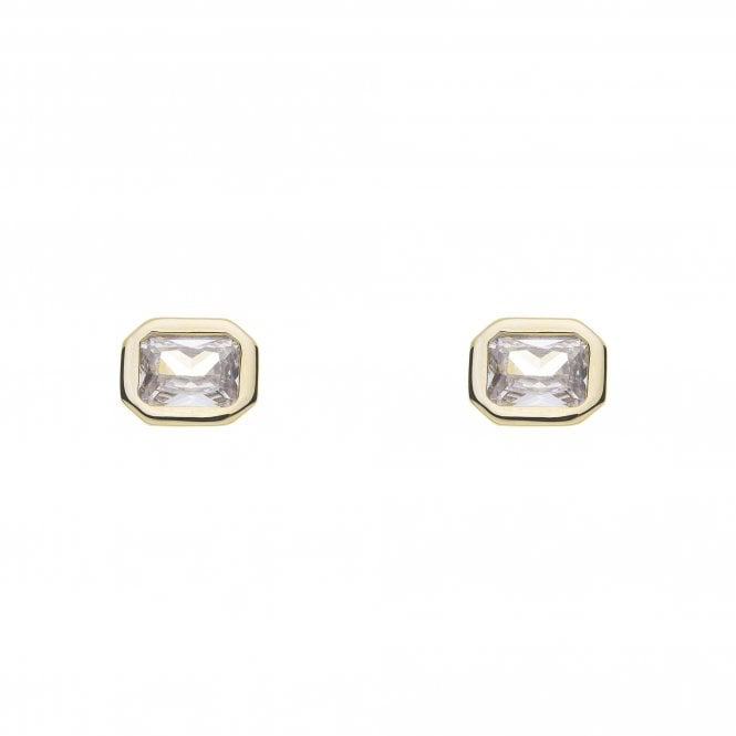 Gold & Crystal Baguette Stud Earrings