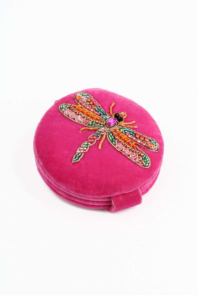 Pink Dragonfly Compact Mirror