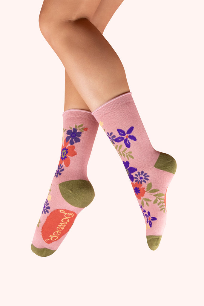 Powder Candy Floral Spray Ankle Socks